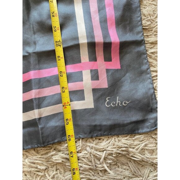 Vintage Echo Scarf Graphic Oblong Grey Pink - Picture 4 of 4